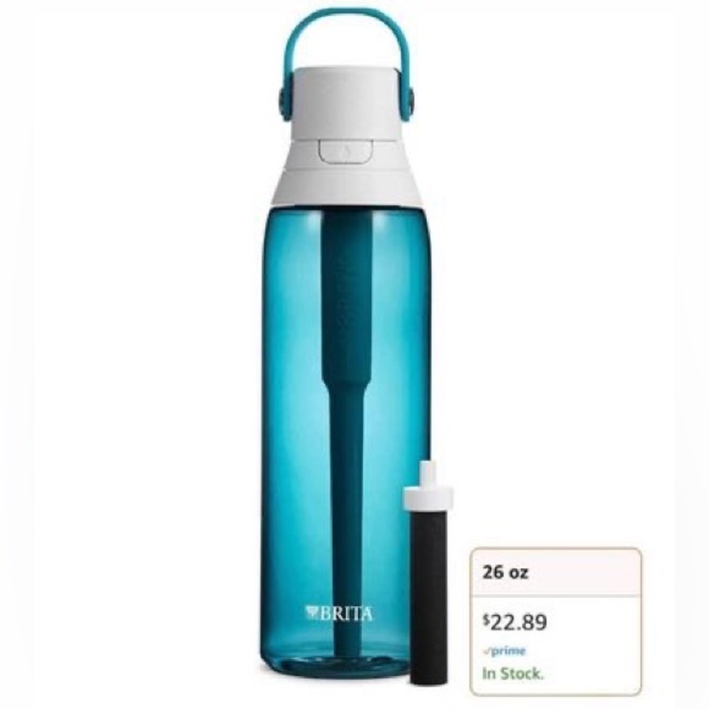 New Brita Filtered Water Bottle with Straw, Sea Glass, 26 oz
